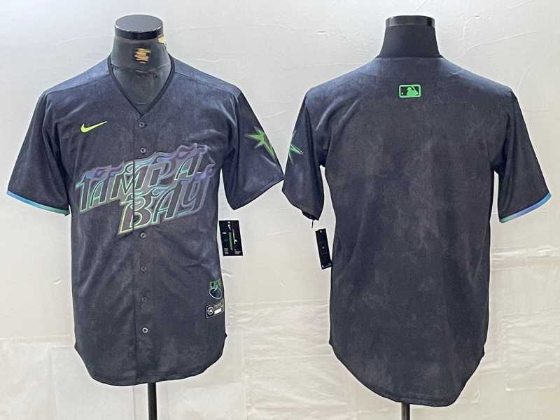 Mens Tampa Bay Rays Blank Charcoal 2024 City Connect Limited Stitched Jersey